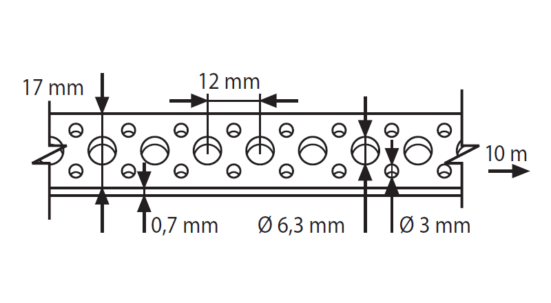 Verzinkte Lochbänder - 25 MM X 1 MM X 10 M #54130